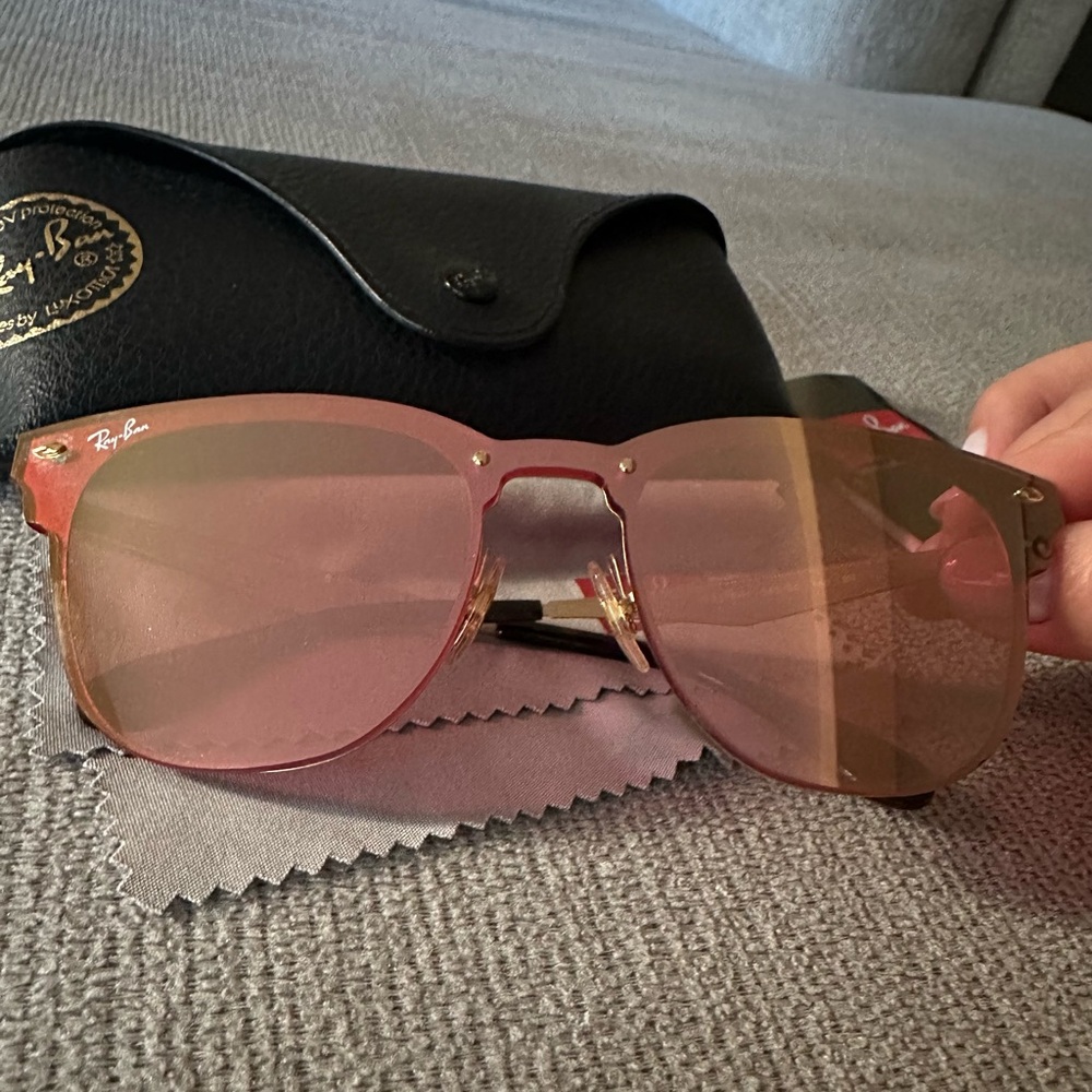 Ray-Ban Blaze Clubmaster Pink and Gold Sunglasses - Picture 3 of 6